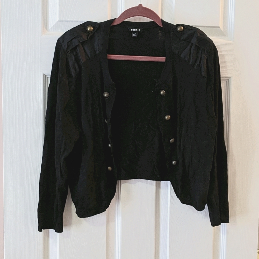 Torrid Black Military Long Sleeve Shrug - ExUC